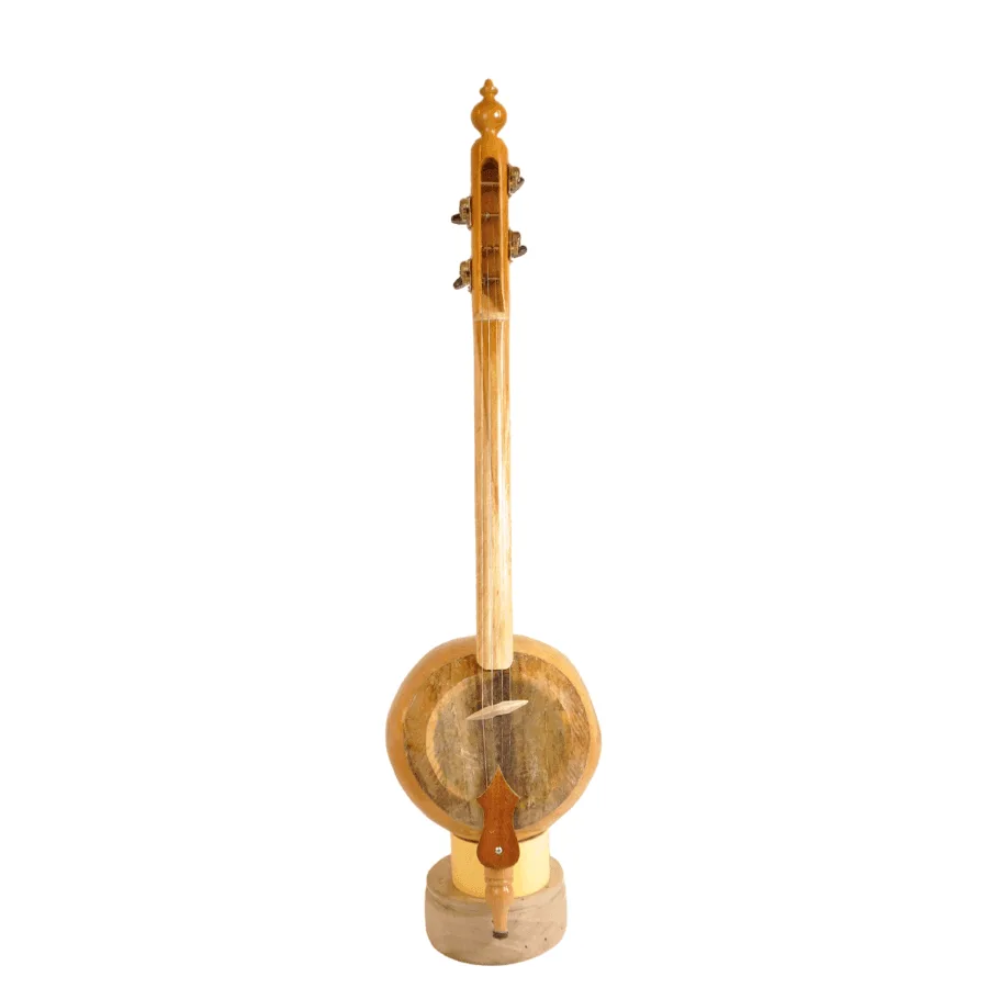 Traditional Turkish Kabak Kemane authentic bowed fiddle – front view