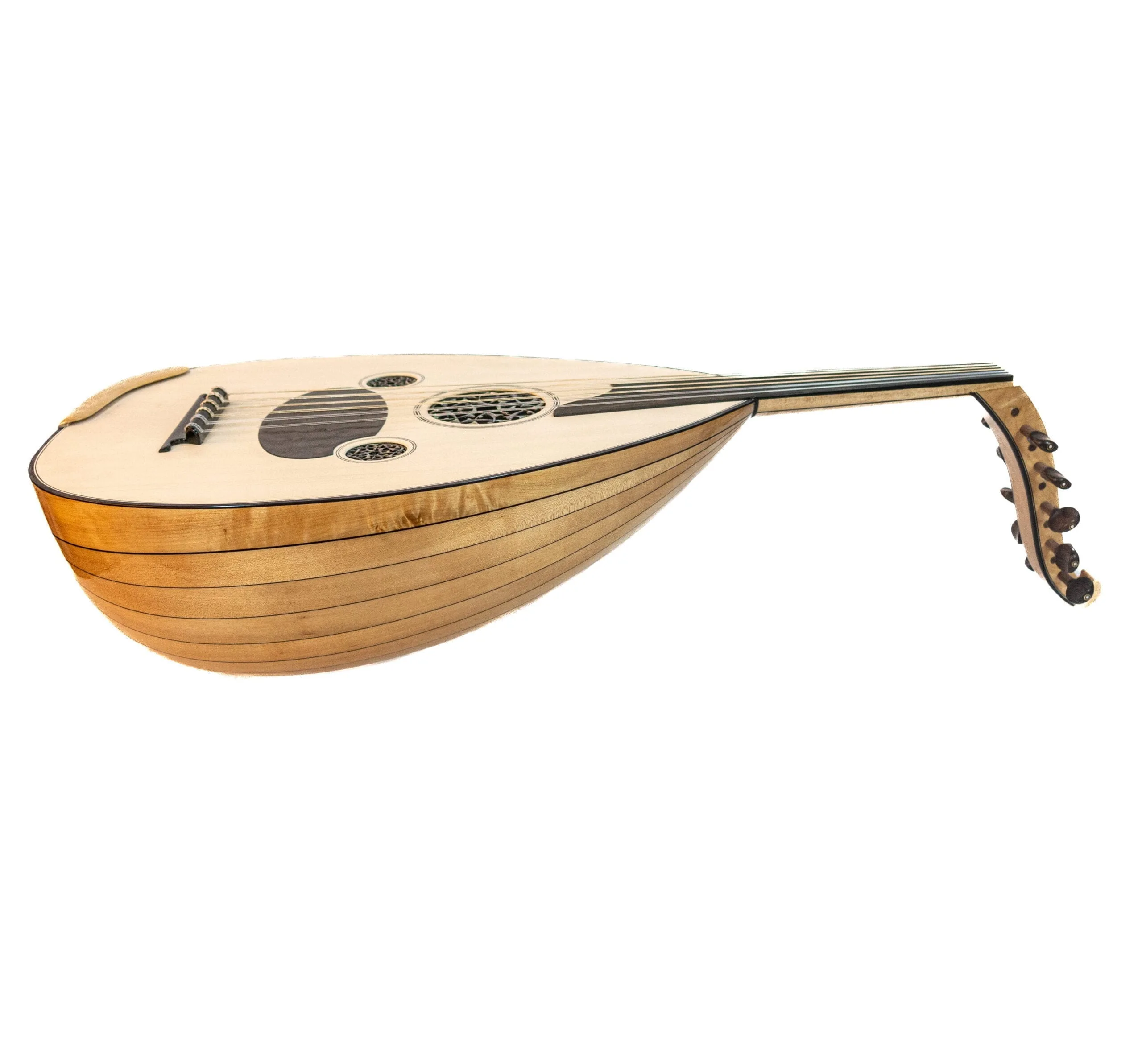 Feramis Aktas maple body Turkish oud – soundboard and rosette