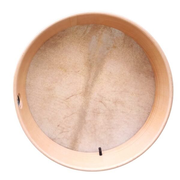 a wooden drum with tuning tool
