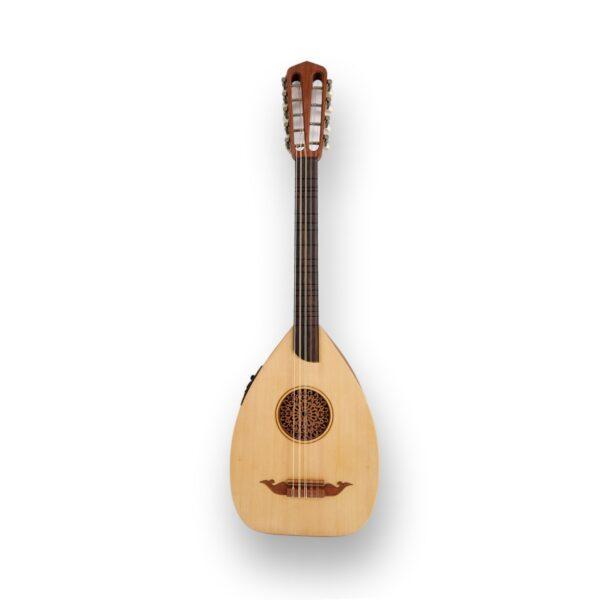 Turkish 5-string lavta electro acoustic lute – front view