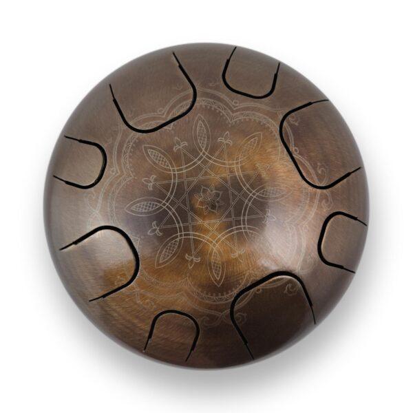 Steel Tongue Drum 8 Notes – Flower of Life Bronze (D Kurd)
