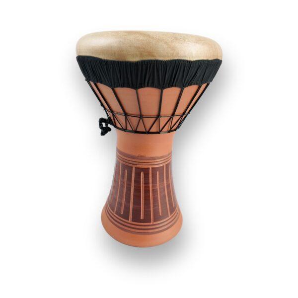 Solo Terracotta Darbuka – hand-carved natural clay body with goatskin head