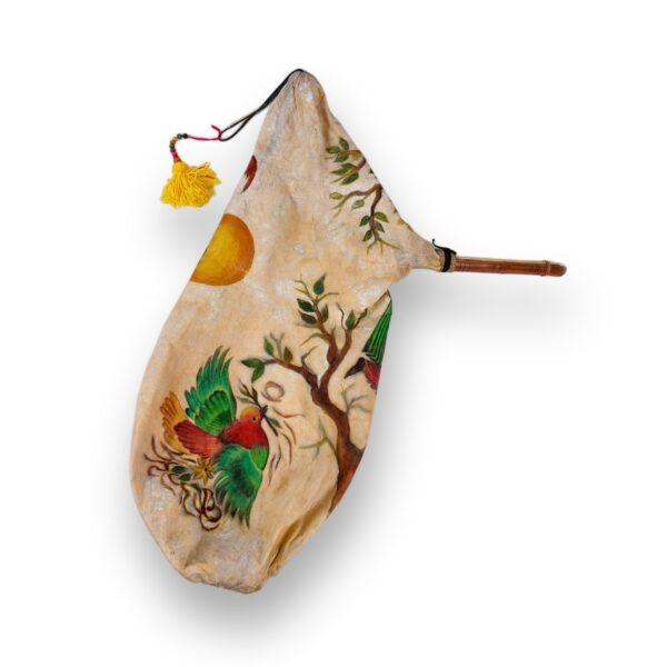 Ney Anban – Persian bagpipe hand-painted with seated Persian miniature figure, vertical view