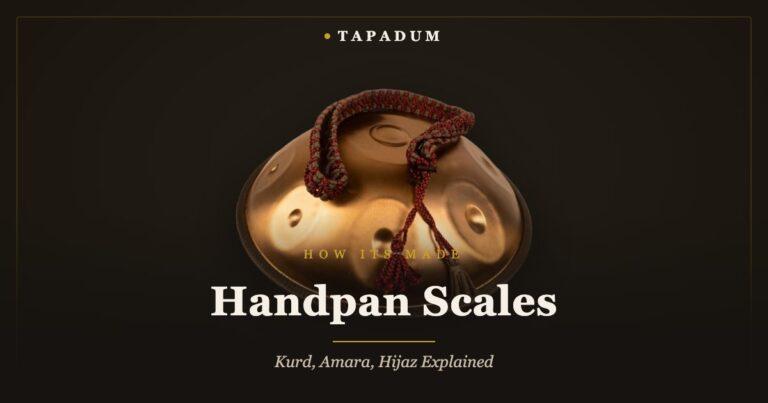 Handpan with mallet – hammer-tuned steel note fields defining a scale