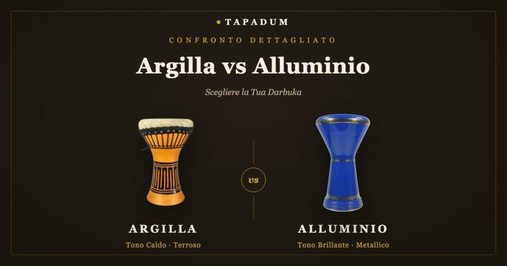 Darbuka in argilla vs alluminio — confronto di toni e materiali