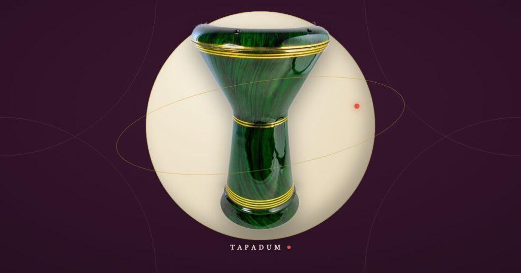 Darbuka for kids - green aluminium goblet drum with gold trim