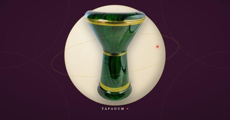 Darbuka for kids - green aluminium goblet drum with gold trim